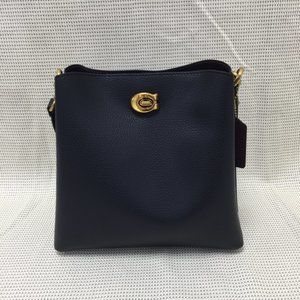 New Coach Willow Colorblock Leather Bucket Bag in Black